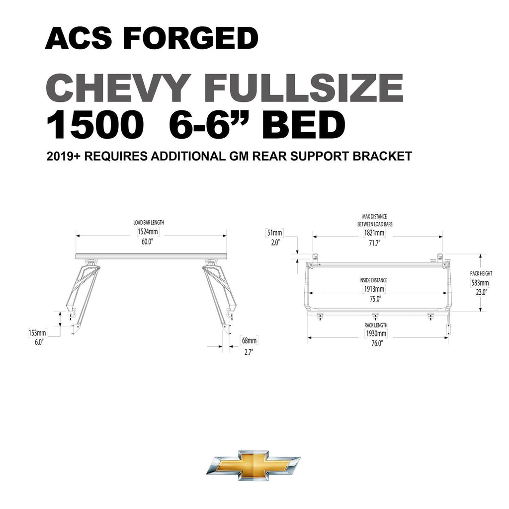ACS FORGED Bed Rack for CHEVY TRUCKS - Chevrolet - SILVERADO | 2019-2024 | 5-8" Bed | 02-64-FA-1309