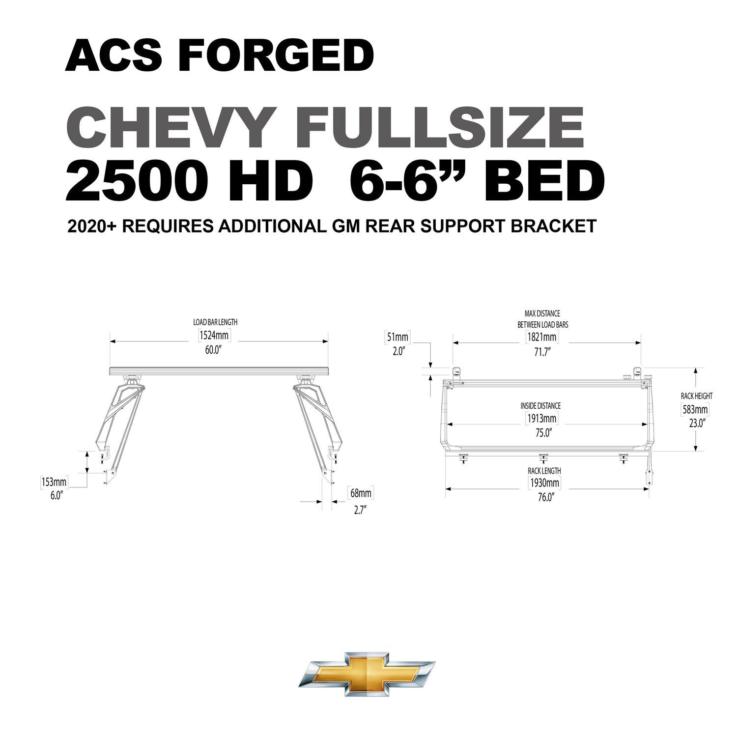 ACS FORGED Bed Rack for CHEVY TRUCKS - Chevrolet - SILVERADO | 2019-2024 | 5-8" Bed | 02-64-FA-1309