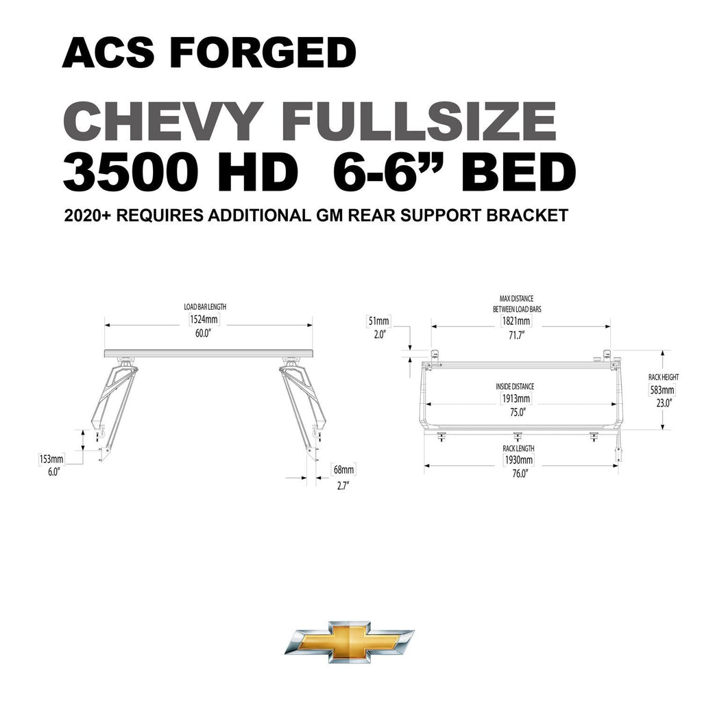 ACS FORGED Bed Rack for CHEVY TRUCKS - Chevrolet - SILVERADO | 2019-2024 | 5-8" Bed | 02-64-FA-1309