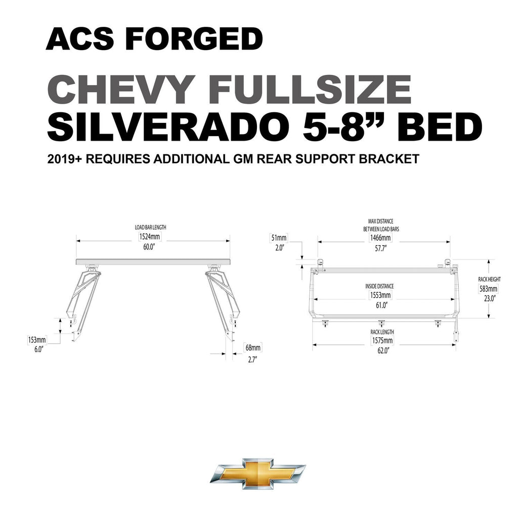 ACS FORGED Bed Rack for CHEVY TRUCKS - Chevrolet - SILVERADO | 2019-2024 | 5-8" Bed | 02-64-FA-1309